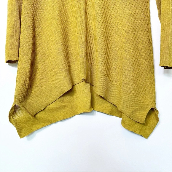 Eileen Fisher Washable Wool Ethereal Rib Pullover Sweater Long Mustard Medium - Picture 3 of 7